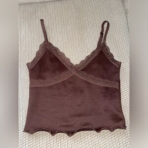 H&M Brown Lace Crop Top Size XS
